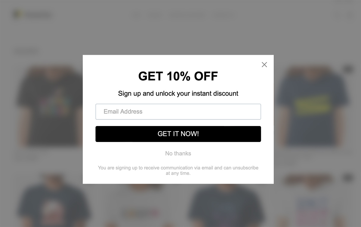 elegant email popup example for landing pages