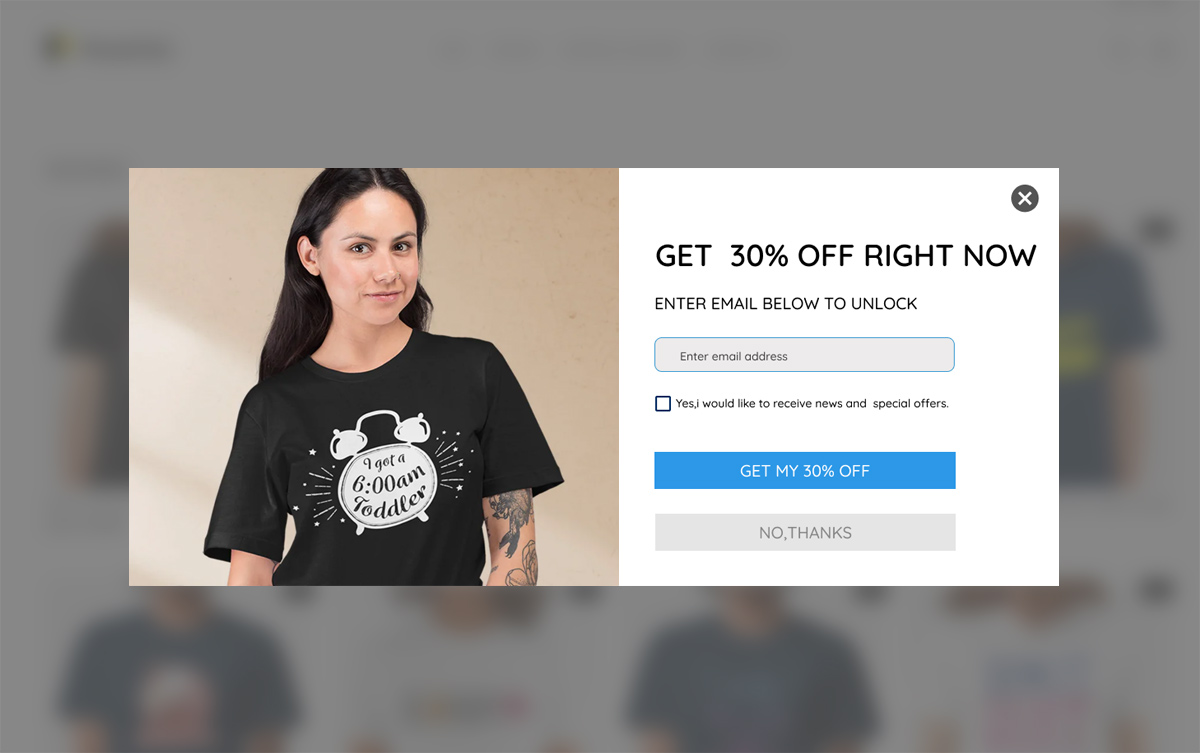 Standard email popup