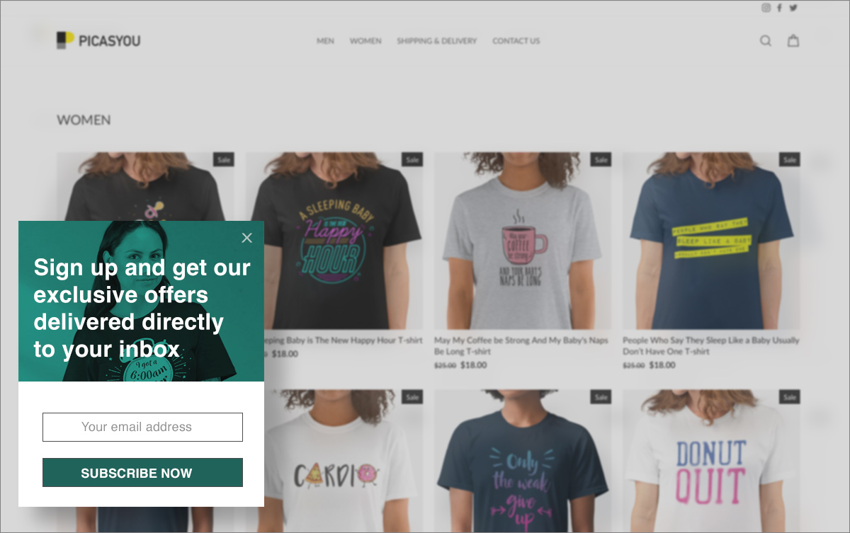 Sidemessage email popup