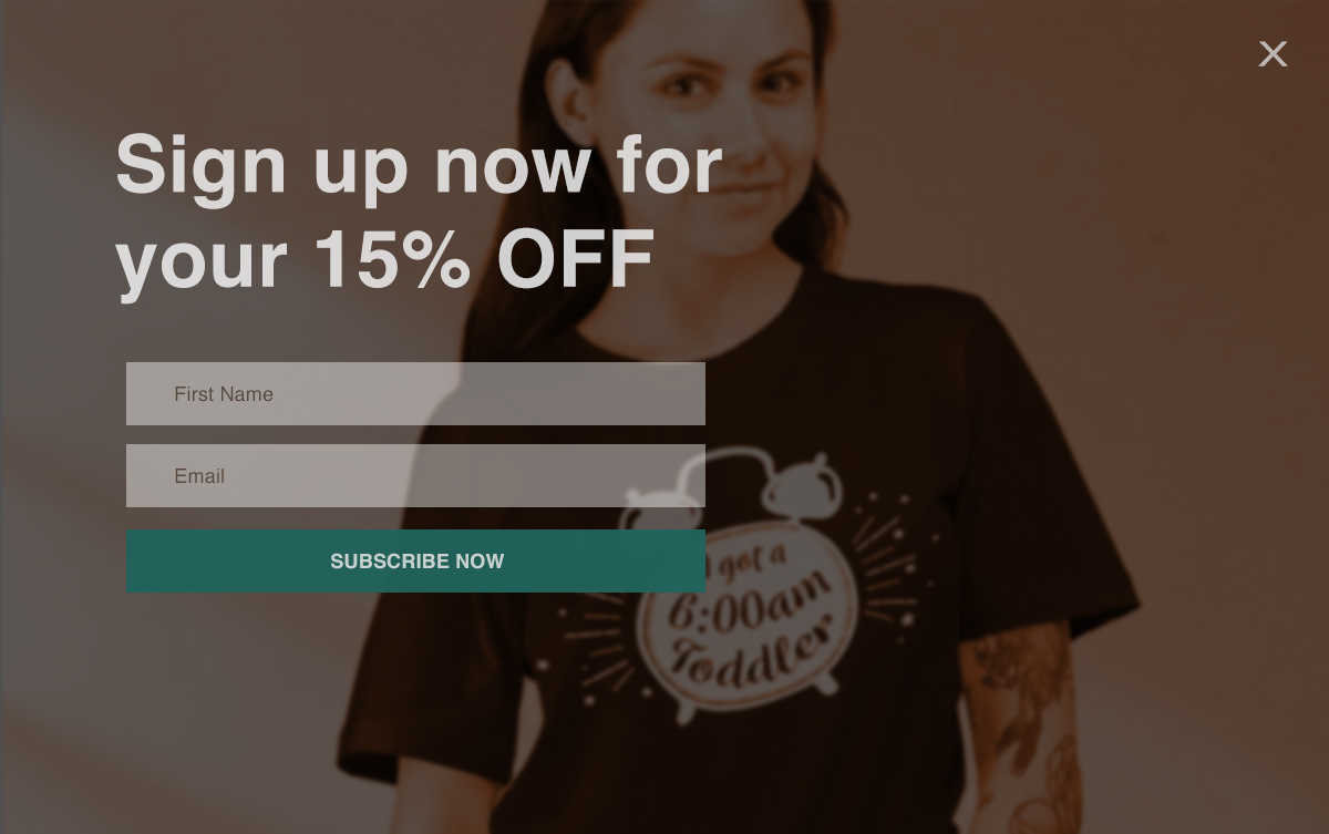 Fullscreen email popup