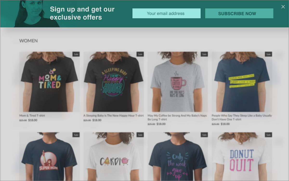 Sticky bars email popup