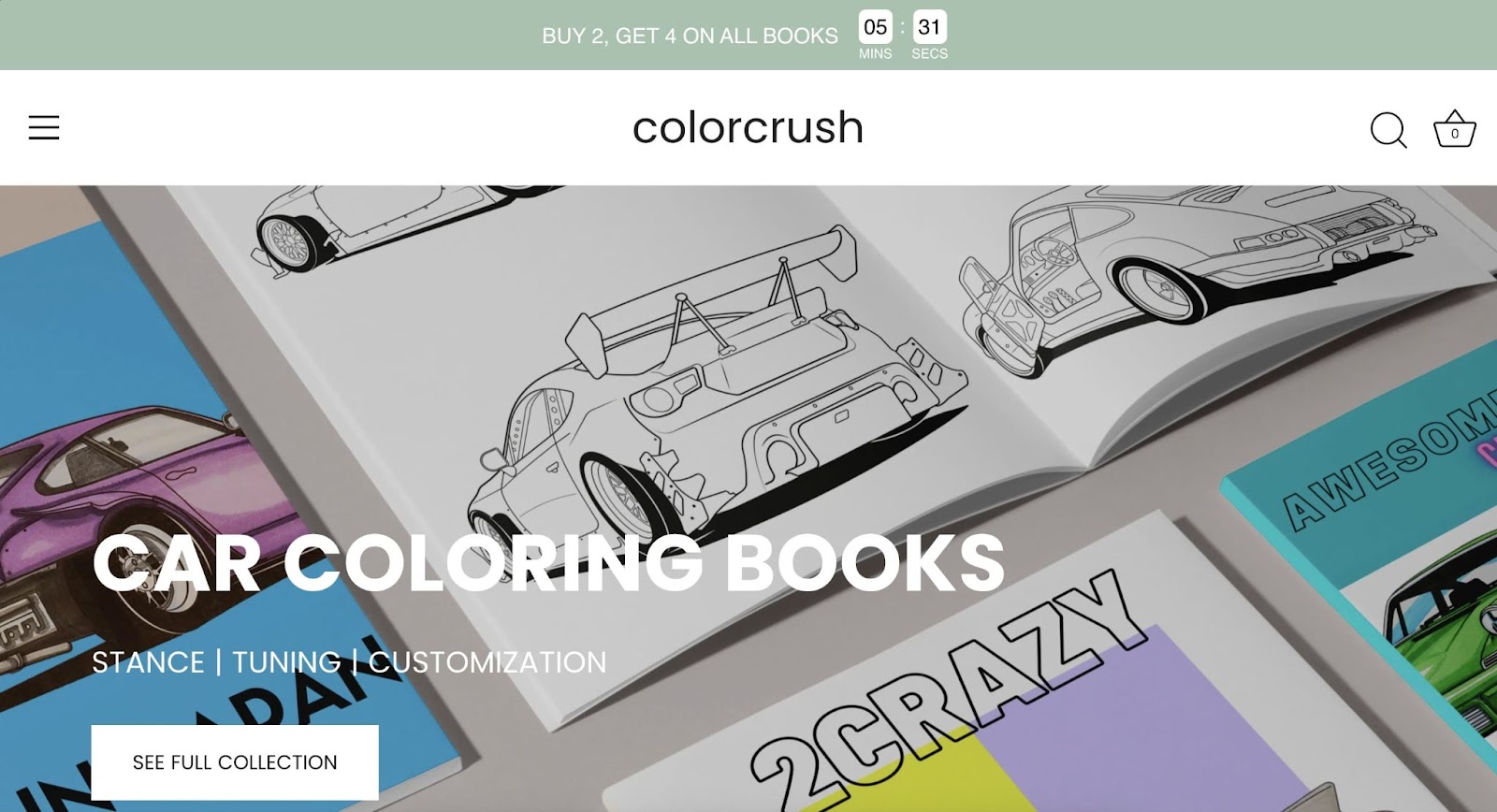 coloring book website with a sticky header example on top of the page