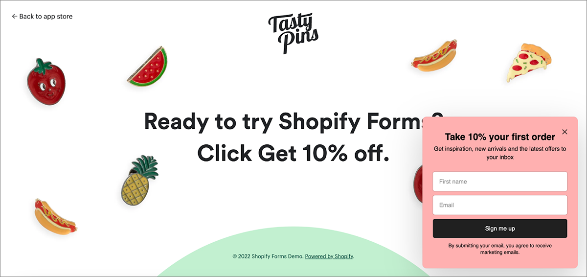 email popup form for sign ups