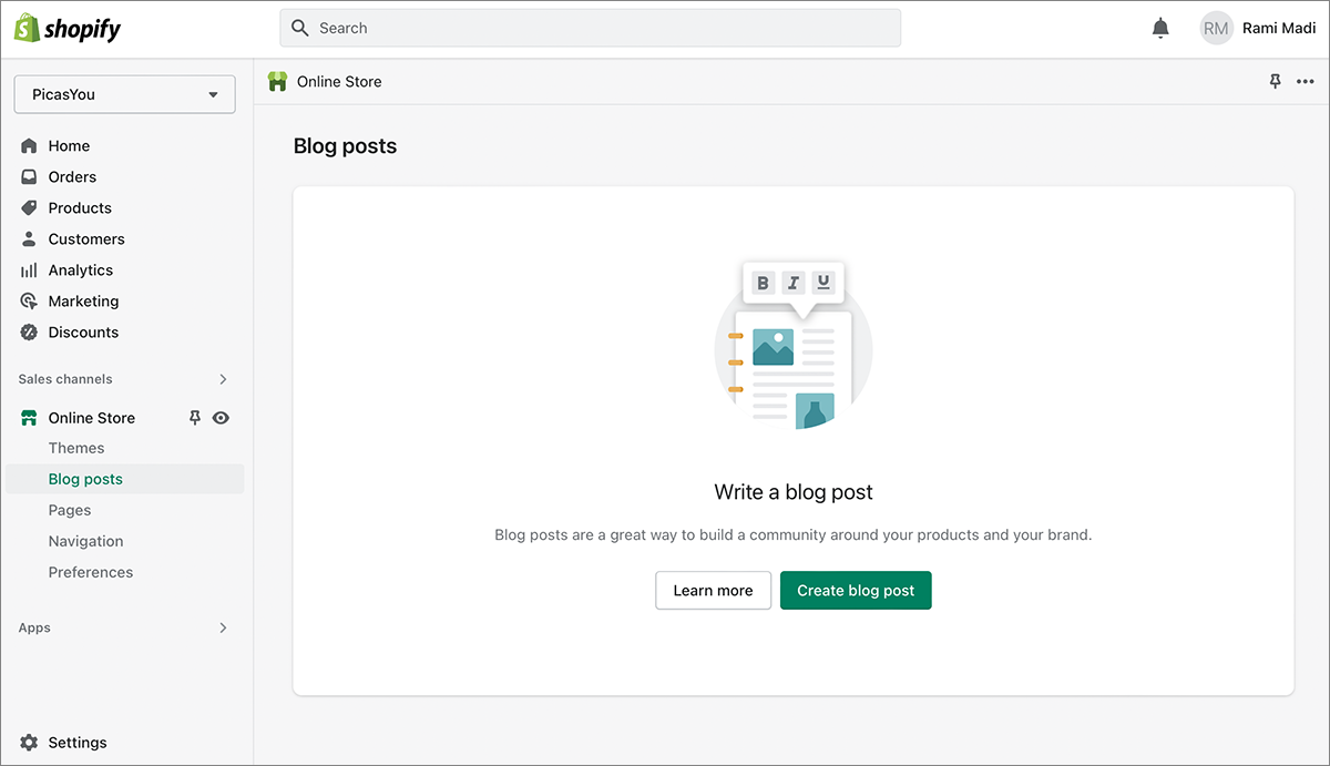 Set up a blog on Shopify