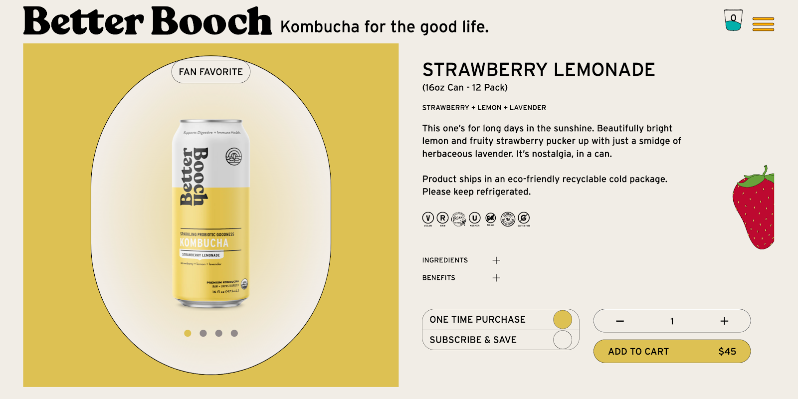 better booch kombucha as one of the call to action examples for ecommerce