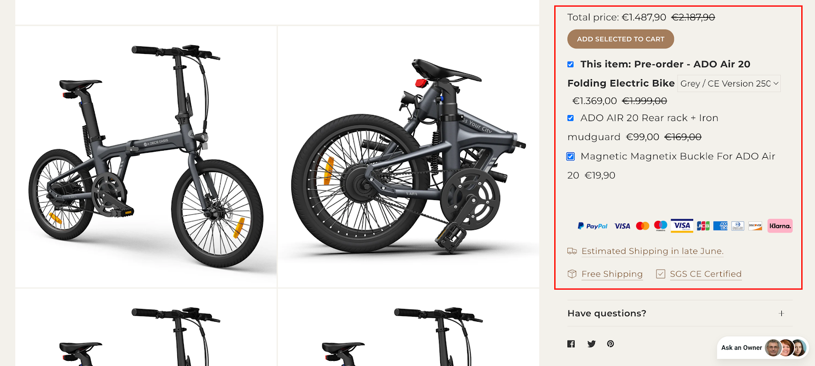 aodebike pre order as one of the e-commerce cta examples