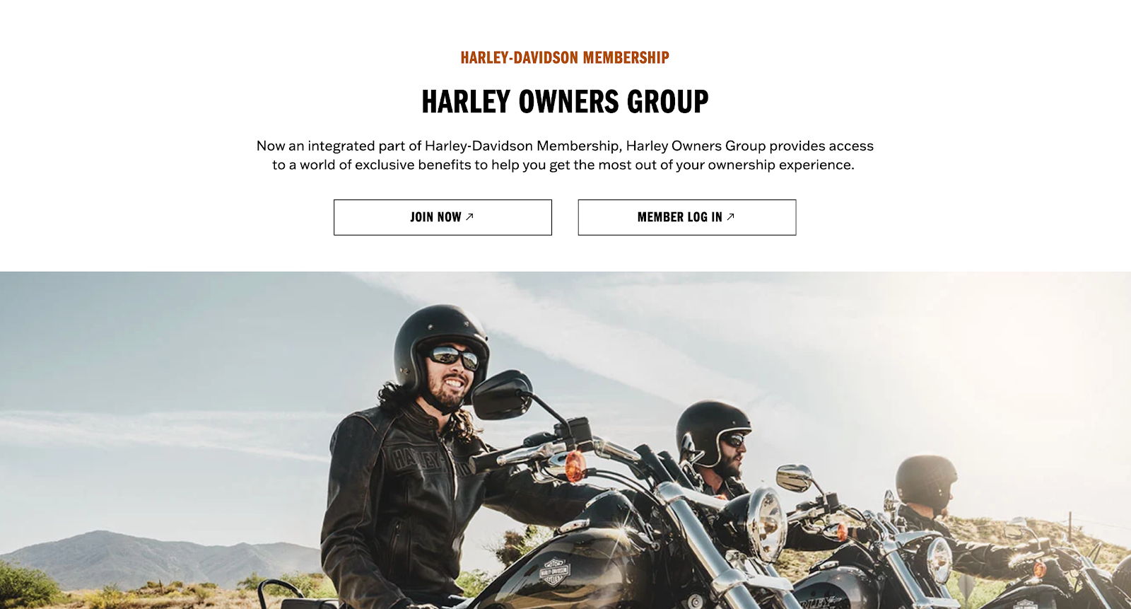 harley davidson membership as one of the ecommerce community cta examples