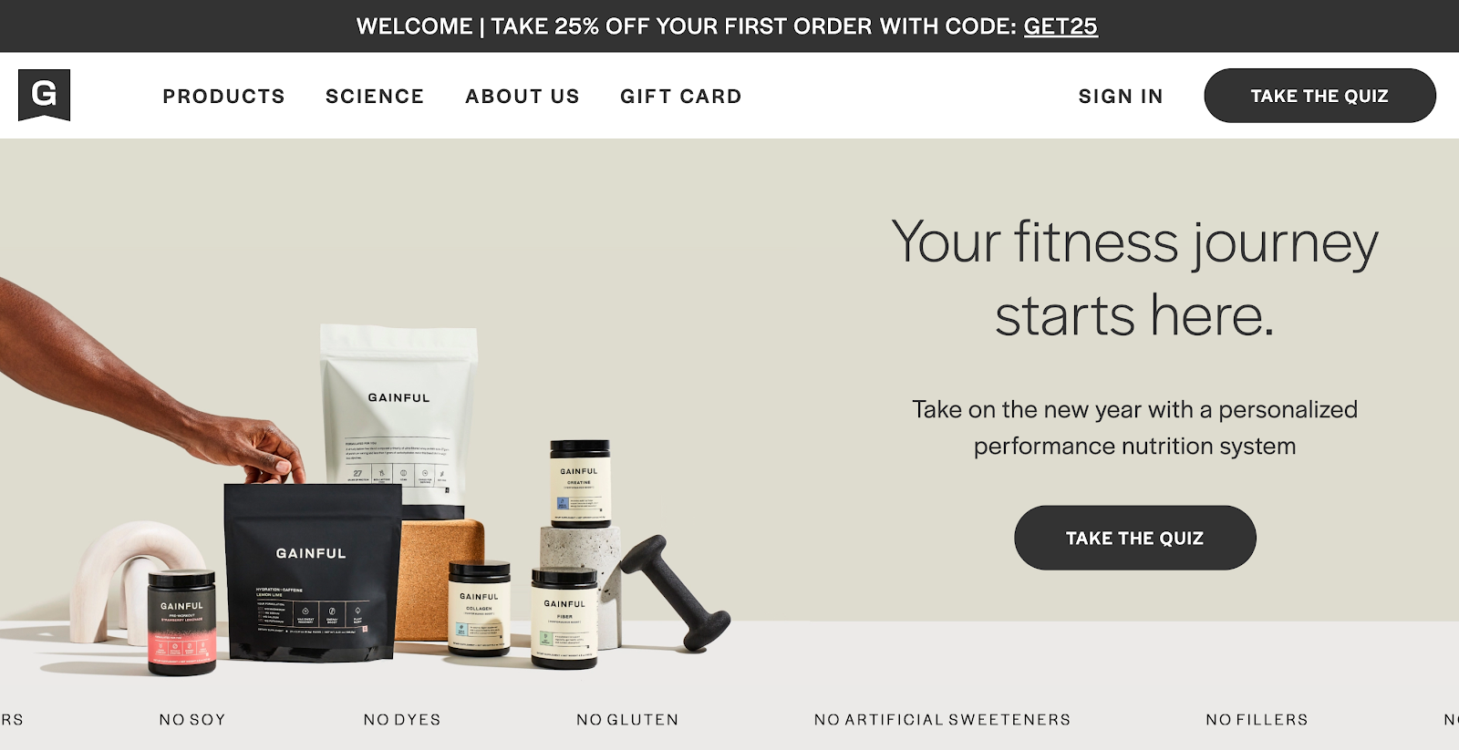 gainful take quiz as one of the call to action cta examples