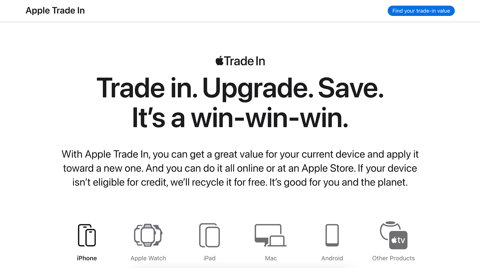 apple trade in call to action example