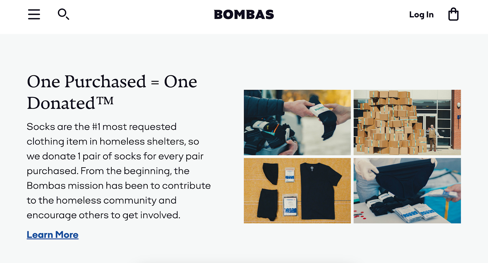 bombas shop to support cause as one of the call to action cta examples