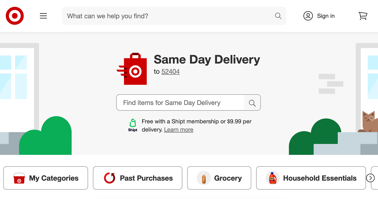 target same day delivery call to action example